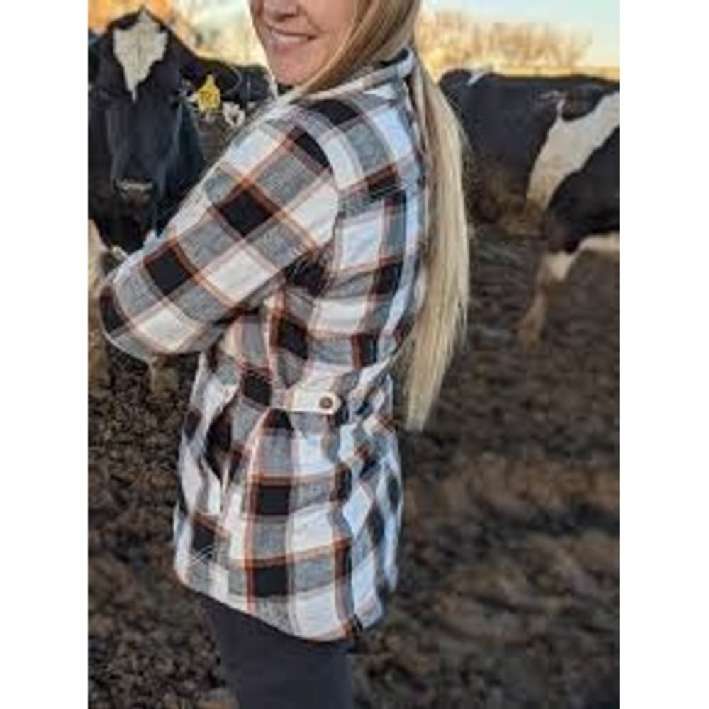 Duluth Trading Women's Brown Black‎ Plaid Flannel Shacket Fleece Lined Size Med